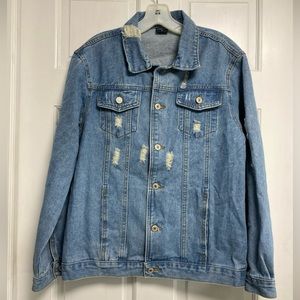 Judy Bridal Denim Jean Jacket Distressed Boyfriend Size Large